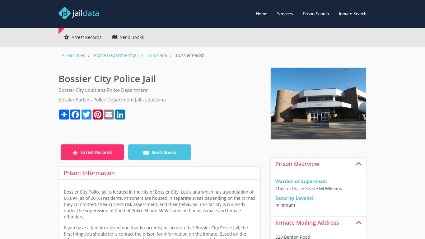 Bossier City Police Jail Inmate Search and Prisoner Info - Bossier City, LA